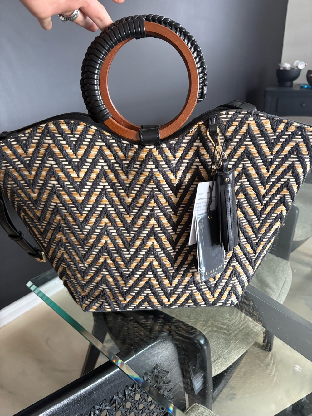 Tite bag élégant chevron paille et tricot collection piacevole